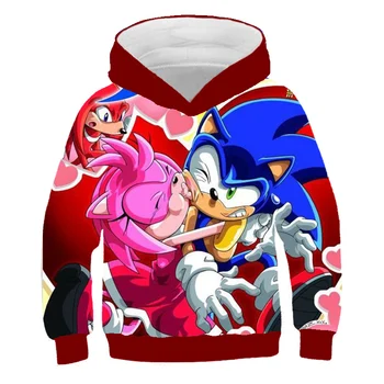 Sonic Ezis Bērniem, Hoodies Anime 3D Iespiesti pelēkā vārna sporta Krekls Zēniem, Meitenēm Harajuku Karikatūra Ikdienas Jaka, Topi, Pusaudžu Apģērbi