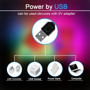 LED Strip Gaismas RGB 5050 SMD DC5V Elastīgs LED Lukturis Lentes TV Darbvirsmas Ekrāna BackLight Diožu Lentes 44key USB infrar tālvadības pults