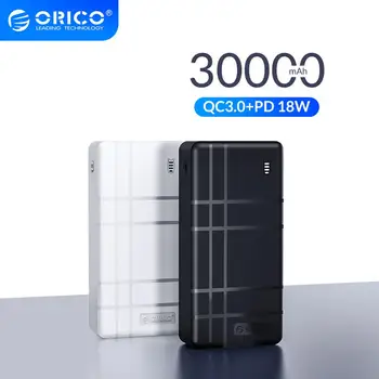 ORICO Power Bank C Tipa PD3.0 18W QC3.0 Ātrās Uzlādes 20000 mAh 30000mAh Powerbank Mobilo Ātri Uzlādēt Akumulatoru
