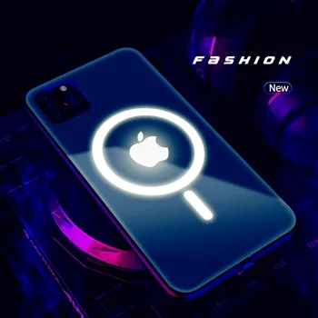 Par Magsafe Rūdīts Stikls LED Gaismas Krāsu Mainīt Mobilo Tālruni Aizsardzības Gadījumā, iPhone iPhone 11 12 Pro Max X XS XR 8 7 Plus