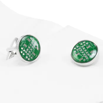 Moderns Jaunums Zaļā Apaļas plates PCB plates Forma, aproču pogas Vīriešu Modes Rotaslietas, Dāvanas, franču Cufflink