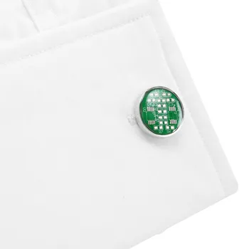 Moderns Jaunums Zaļā Apaļas plates PCB plates Forma, aproču pogas Vīriešu Modes Rotaslietas, Dāvanas, franču Cufflink