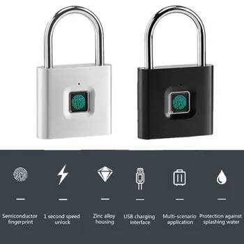 Drošības Cinka Sakausējuma Metāla pirkstu Nospiedumu Keyless Durvju slēdzenes Smart Biometrijas Elektronisko piekaramo atslēgu, pretaizdzīšanas Ūdensizturīgs Smart Slēdzenes