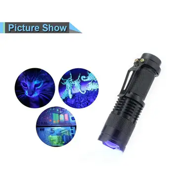 UV 365 & 395 Mini Penlight Q5 Led Lukturīti Ūdensizturīgs 3 Režīmi Lāpu Zoomable Regulējams Fokuss Pārnēsājamas Laternas Gaismas