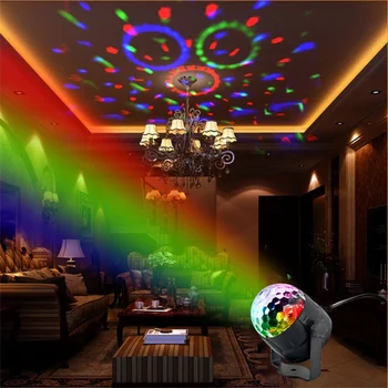 Skaņas Aktivizēta, Rotējošas Disko Bumbu Puses Apgaismojums RGB LED Skatuves Gaismas Ziemassvētku Kāzu Skaņas Puse, Gaismas, Skatuves Apgaismojums