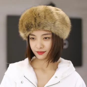 Cilvēks Sieviešu Kažokādas Cepures Atzīmēt Fuffy Silts Fox Kažokādas Cepuri Ap Galvu Stiprināmas Rudens Ziemas Krievijas Bieza Modes Cepure