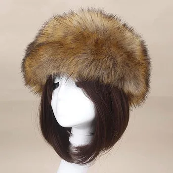 Cilvēks Sieviešu Kažokādas Cepures Atzīmēt Fuffy Silts Fox Kažokādas Cepuri Ap Galvu Stiprināmas Rudens Ziemas Krievijas Bieza Modes Cepure