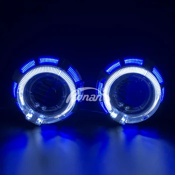 RONAN 2.0 Motociklu Bi Ksenona HID Projektora Objektīvs Dubultā LED Angel Eyes Pilns Komplekts H4, H7 Auto Lukturu Miglas lukturi Pārbūvēt