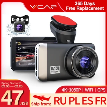 VVCAR D530 Automašīnas DVR Kamera 4K+1080P Video Ieraksti WIFI Ātrums N GPS Dashcam Dash Cam Auto reģistrators Spuer Nakts Redzamības