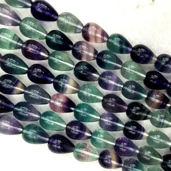Īstu Dabas Varavīksnes Violeta Zaļa Fluorite pusdārgakmeņi, Kaklarota, Aproce Asaras Krelles 15