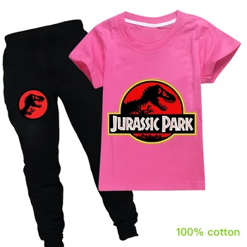Toddler Zēni karikatūra dinozauru print Drēbes, Uzstādīt Modes Tracksuit Jurassic Park Kapuci T-Krekls, Uzvalks, Bērnu Kid Meitene Krekls