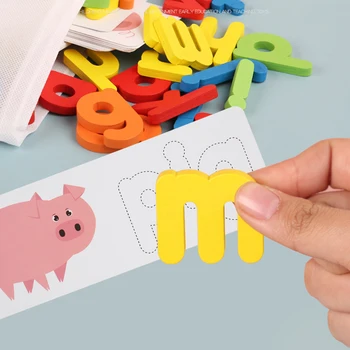 Bērnu Koka 3D Jigsaw Puzzle kartona Bērnu Montessori Izglītības Rotaļlietas Bērniem abc angļu valodas Pareizrakstības Alfabēts Spēle Vēstules