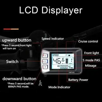 36/48V Ebike LCD Displeja Panelis Ūdensizturīgs Elektrisko Velosipēdu Kontrolieris SM Interfeiss Elektrisko Velosipēdu Piederumi