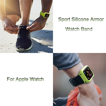 Sporta Silikona Gadījumā Band Apple Skatīties 44mm Cilpa Siksniņu Rokassprādze ar Aizsargājošu Segumu iwatch 4 Watchband Korpusa Aksesuāri
