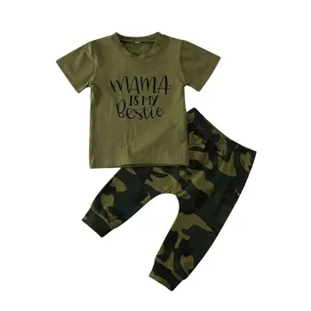 Vairumtirdzniecības 2gab Apģērbu Komplekts Toddler Bērniem, Baby Zēni T Krekls Topi+Camo Bikses Apģērbs, Apģērbu Komplekts