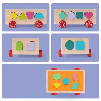 Bērniem Rotaļlietas, Koka Rotaļlietas, 17 Caurumi Transportlīdzekļa Bloku Forma Atbilstošas Krāsas Izziņas Bērnu Agrīnās Izglītības Rotaļlietas Bērniem Rotaļlietas Meitene