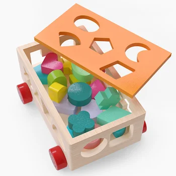 Bērniem Rotaļlietas, Koka Rotaļlietas, 17 Caurumi Transportlīdzekļa Bloku Forma Atbilstošas Krāsas Izziņas Bērnu Agrīnās Izglītības Rotaļlietas Bērniem Rotaļlietas Meitene