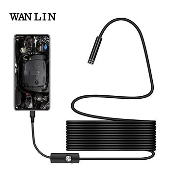 WANLIN Android Tālrunis pusstingrām Grūti Kabeļu Pārbaudes Kameras 1/2/5/3.5 M 7/5.5 mm objektīvs Endoskopu, IP67 Waterproof 480P HD microUSB