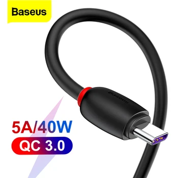 Baseus 5.A USB C Tipa Kabeli, Ātra Uzlāde-USB-C (Kabelis Huawei P30 P40 Realme Poco X3 Xiaomi redmi 9 Samsung S10 Tipa Lādētāju c