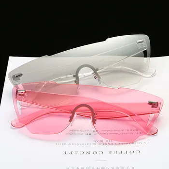 Jauns Konfektes Krāsu Bezrāmju viengabala Saulesbrilles Dāmām Modes Saulesbrilles Zīmola Dizaina Retro Blackout Brilles UV400
