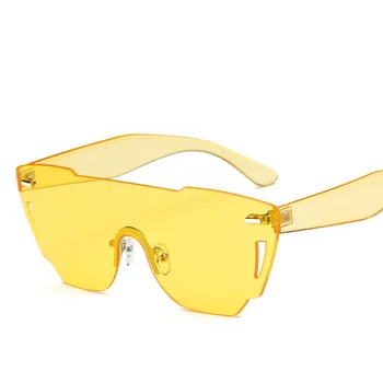 Jauns Konfektes Krāsu Bezrāmju viengabala Saulesbrilles Dāmām Modes Saulesbrilles Zīmola Dizaina Retro Blackout Brilles UV400