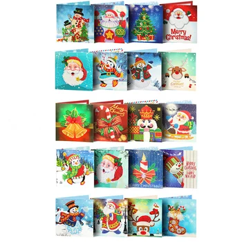 Dimanta Glezna Ziemassvētku Kartītes Dimanta Izšuvumi Santa Claus Apsveikuma Pastkartes DIY Dimanta Mozaīkas Roku darbs Dāvana