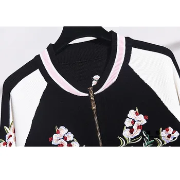 Korejas Trikotāžas Tracksuit Sievietes Divas Gabals Tērpiem Izšūti Ziedu Jaka Džemperis Zīmuli Bikses Kas Zaudē Adīšanas Sieviešu Tērps