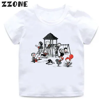 Zēni Meitenes Slaktiņa Mašīna Karikatūra T krekls Bērniem Šausmu Filma Killer Jason Smieklīgi Drēbes Bērniem Topi Bērnu T-krekls,HKP016