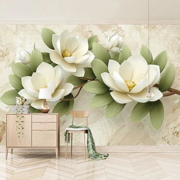 Pasūtījuma Sienas Tapetes Guļamistabā Sienas 3D Stereoskopiskās Ziedi Foto Sienas Uzlīmes Dzīvojamā Istabā TV Fona Ūdensizturīgs Papīrs