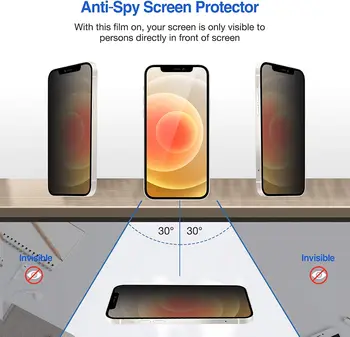 2GAB Privacy Screen Protector for iPhone 12 11 Pro XR XS Max 30° Grādu Anti-Spiegu Anti-Glare Rūdīts Stikls Filmu Vāciņu