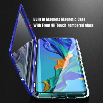 Luksus Dubultie Priekšējie Atpakaļ Skaidrs, Stikla, Metāla Magnētiskās Case For Samsung Galaxy A10 A20 A30 A50 A60 A70 360° Pilnu Vāciņu Gadījumos