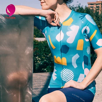 Komanda Uzvaru Chim ir 2021. riteņbraukšana jersey sieviešu Vasaras īsām piedurknēm Mākslas stilu velosipēdu izjādes apģērbu Individualizācija sporta valkā