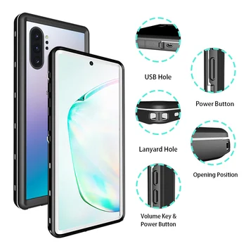 MOMOTS Waterproof Case for Samsung Note 10 9 8 10 Plus Triecienizturīgs Bruņas Case for Samsung S10 S9 Plus Pārredzamu 360 Pilna apdrošināšana