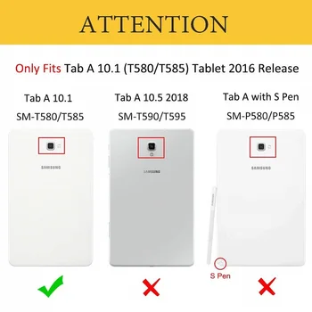 360 Rotējoša Case for Samsung Galaxy Tab 10.1 2016 Gadījumā SM-T580 SM-T585 T580 T585 Stāvēt Segtu PU Ādas Tablete Būtiska Coque