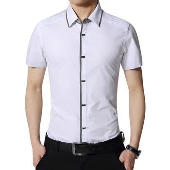 Tīras Kokvilnas Vīriešu Krekls ar Īsām Piedurknēm 4XL 5XL Lielgabarīta Vīriešu Stabilu Uzņēmējdarbības Ikdienas Krekls Vīriešiem Zīmolu Apģērbu Blūze AE336