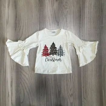 Girlymax baby meiteņu ziemas raglans meitenes Ziemassvētku krekls meitenēm bell piedurknēm meitenēm koku drukāt raglans vairumtirdzniecība