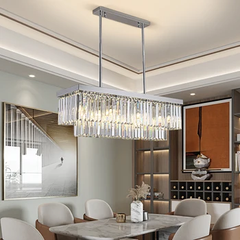 Luksusa moderna lustra, lai ēdamistaba mājas dekoru zelta/chrome kristāla gaismas armatūra taisnstūra virtuves salu cristal led lampas