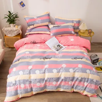 Jaunā stila gultas piederumi matēts sega segtu viena gabala ģeometriskā drukāšanas dubultā sega vāciņš daudzfunkcionāla specifikācija studentu sega vāciņu