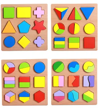 Ģeometrijas Formas, Saskaņojot mīklas Bērnu Koka Rotaļlietas Izlūkošanas Montessori Bērnu Koka Atjautības Homeschool Piegādes Izglītības