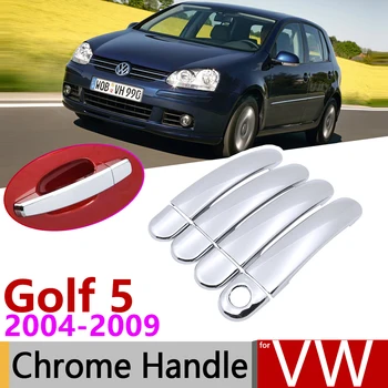 Par Volkswagen VW Golf 5 MK5 Golfu V Trušu 1K GTI 2004~2009 Chrome Durvju Roktura Vāciņš Auto Piederumi, Uzlīmes, Apdares Komplekts 2005 2008