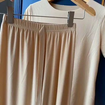 Sieviešu Soft Gadījuma Uzvalks 2020. Gadam Brīvs T-krekls + Plaša Kāju Bikses Divu gabalu Komplekti Sievietes Vasaras Ikdienas Tērpiem, Streetwear Tracksuit