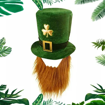 Saint Patrick Kostīmu Rūķīti Tops, Cepure, Bārda Piederumu Klp Galvu Īrija Āboliņš Zaļās Partijas Īrijas Cepures, St Patrick ' s Day