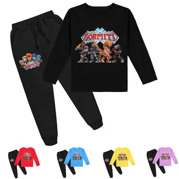 DLF Bērnu Zēniem Apģērbi Bērniem Gormiti T-krekls+treniņbikses 2 Gab. Komplekts Toddler Apģērbu Meitenēm Sportsuits Bērniem Gadījuma Multiplikācijas filmu Tops