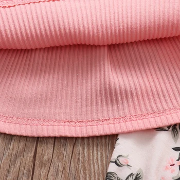 3pcs Rudens Jaundzimušais Meitene Apģērbu Komplekts Rozā Tops Ziedu Drukāt Bikses Galvu Cute bērnu Toddler Apģērbu 0 3 Mēnešiem Tērpiem