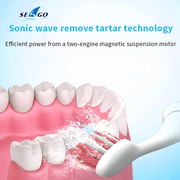 Seago Elektriskā Zobu birste Sonic SG-986 Pieaugušajiem Dziļi Tīru IPX7 Ūdensizturīgs Klusums Ar 3 Nomaiņa Suka Galvas, Zobārstniecībā