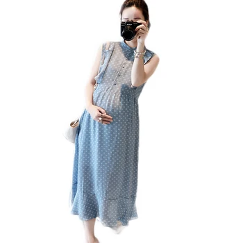 2019 Gara Vasaras Kleita Maternitātes Drēbes Māsu Kleitas Krūts Barošanas Apģērbu Grūtniecības, Zīdīšanas Apģērbi