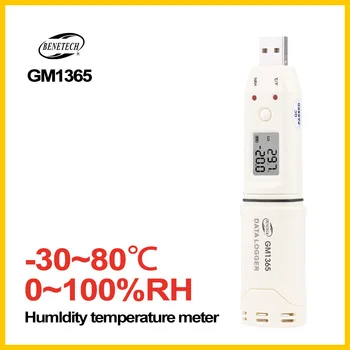 LCD Mitrumu Temperatūras Datu malkas Cirtējs USB Digitālais Temperatūras un Mitruma Ieraksti -30~80 Celsija Tem Auto Reģistratoru GM1365-BENETECH