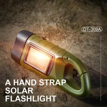Pārnēsājams Mini Avārijas Rokas Kloķi Dinamo Saules Uzlādes Lukturīti, Uzlādējams LED Gaismas Lampa Spēcīgs Āra Kempings Lāpu