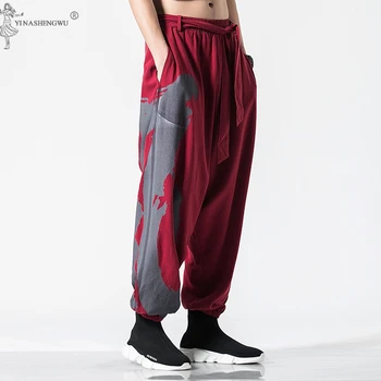 Japāņu KimonoTraditional Bikses Streetwear Mens Kaņepju Apģērbs, Harēma Treniņbikses Pantalon Kung FuTrousers Ķīniešu Bikses