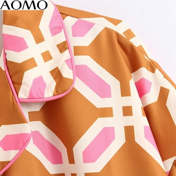 AOMO modes sieviešu lielgabarīta drukāt šifona blūze vasarai ar īsām piedurknēm, elegants sieviešu ikdienas zaudēt blusas topi BE363A
